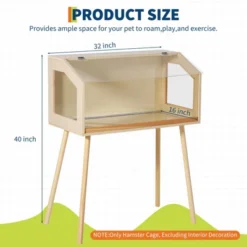 Large Hamster Cage With Legs, Chew-Proof Habitat With Acrylic Window & Openable Top, Small Animal Enclosure For Guinea Pig, Chinchilla, Gerbil