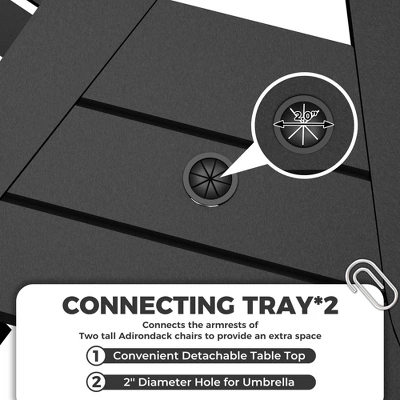 Outdoor Recycled Poly Adirondack Barstools With Connecting Tray, Patio High Adirondack Chairs 7 Outdoor Recycled Poly Adirondack Barstools With Connecting Tray, Patio High Adirondack Chairs - Image 5