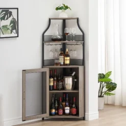 Jojoka 61'' Tall Corner Bar Cabinet With Adjustable Shelves, 5-Tier Industrial Bar Cabinet With Glass Holder, Gold 13 Jojoka 61'' Tall Corner Bar Cabinet With Adjustable Shelves, 5-Tier Industrial Bar Cabinet With Glass Holder, Gold -House Beautiful GUEST 11d7c58b 48cc 4673 9997 f25886e393d7