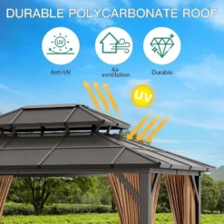 10' X 13' Hardtop Gazebo Metal Gazebo Aluminum Frame Double Galvanized Steel Roof Curtains Netting Pergolas For Patios Garden Parties Lawns Grey 11 10' X 13' Hardtop Gazebo Metal Gazebo Aluminum Frame Double Galvanized Steel Roof Curtains Netting Pergolas For Patios Garden Parties Lawns Grey -House Beautiful GUEST 11ef9fe0 80b7 482d a653 a47f12dfcf82 1