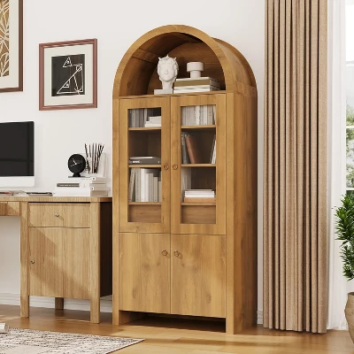 Kitchen Pantry Cabinet,Wood Arched Cupboard Storage Cabinet With 4 Doors,Hidden Drawer And Adjustable Shelves 3 Kitchen Pantry Cabinet,Wood Arched Cupboard Storage Cabinet With 4 Doors,Hidden Drawer And Adjustable Shelves