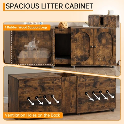 Cat Litter Box Enclosure With Removable Tray, Storage Cabinet & Easy Entry For A Tidy, Odor-Free Home 7 Cat Litter Box Enclosure With Removable Tray, Storage Cabinet & Easy Entry For A Tidy, Odor-Free Home - Image 5