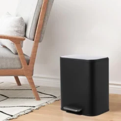 12 Liter 3.2 Gallon Stainless Steel Trash Can, Step On Pedal, Soft Close Lid, Removable Inner Bucket, Brushed Finish, Black -House Beautiful GUEST 12d566b7 8a89 4193 b7ec 53cee8e8c778