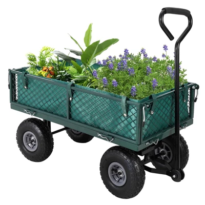 Heavy Duty Steel Garden Cart Folding Utility Wagon With Removable Cart Liner, 500 Lbs Capacity 10 Heavy Duty Steel Garden Cart Folding Utility Wagon With Removable Cart Liner, 500 Lbs Capacity - Image 8