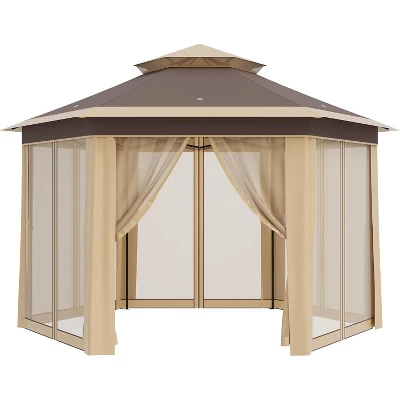 Outdoor Patio Gazebo 13'x13' With Expansion Bolts, Heavy Duty Party Tent & Shelter With 6 Zippered Mesh Netting For Backyard 4 Outdoor Patio Gazebo 13'x13' With Expansion Bolts, Heavy Duty Party Tent & Shelter With 6 Zippered Mesh Netting For Backyard - Image 2