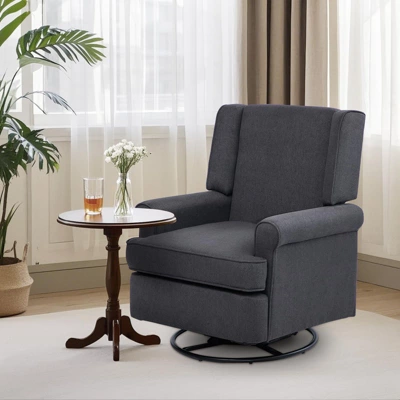 Recliner Swivel Chair, High-Density Sponge + Cotton And Linen Material, Small Swivel Rocker Recliner 4 Recliner Swivel Chair, High-Density Sponge + Cotton And Linen Material, Small Swivel Rocker Recliner - Image 2