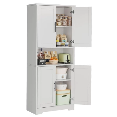 70-Inch Tall Kitchen Pantry Cabinet With 4 Doors And Adjustable Shelves, Freestanding Utility Hutch Cupboard, White 14 70-Inch Tall Kitchen Pantry Cabinet With 4 Doors And Adjustable Shelves, Freestanding Utility Hutch Cupboard, White - Image 12
