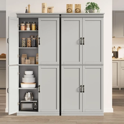 Pantry Cabinet,70" Tall Kitchen Pantry Cabinets With 2 Doors And 3 Adjustable Shelves, Freestanding Cupboard, Modern Storage Cabinet 4 Pantry Cabinet,70" Tall Kitchen Pantry Cabinets With 2 Doors And 3 Adjustable Shelves, Freestanding Cupboard, Modern Storage Cabinet - Image 2