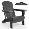 Folding Adirondack Chairs Set Of 2, HDPE Plastic Outdoor Chairs With Wood Texture - 380Lbs & Weather Resistant