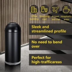 65L/17 Gallon Heavy Duty Stainless Steel Round Commercial Trash Can, Open Top Waste Bin For Kitchen Home Office Restaurant -House Beautiful GUEST 149abd4a 2031 4a23 b95d bebc7c46bfbe