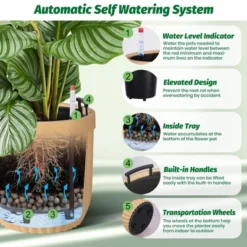 14.5/23/31 Inch Tall Planter, Square Planter Set Of 2, Large Indoor/Outdoor Flower Pots With Drainage Holes, Water Level Monitor & Wheels For Patio 12 14.5/23/31 Inch Tall Planter, Square Planter Set Of 2, Large Indoor/Outdoor Flower Pots With Drainage Holes, Water Level Monitor & Wheels For Patio -House Beautiful GUEST 1504649a 6403 407d b7a6 d5f8e38c0dae