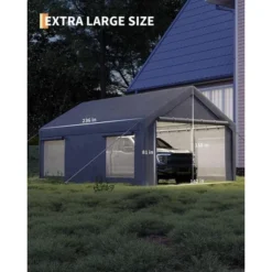 12 X 20FT Heavy Duty Carport With Roll-Up Windows, Portable Garage With Removable Sidewalls & Doors 15 12 X 20FT Heavy Duty Carport With Roll-Up Windows, Portable Garage With Removable Sidewalls & Doors -House Beautiful GUEST 1568985e 9c36 482e 8146 13032a834d90