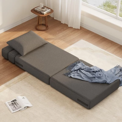 Folding Sofa Bed - Convertible Sleeper Chair With Upgraded Pillow, Sleeper Couch Linen Fabric, Foldable Memory Foam Sleepers Comfy Floor Sofa 4 Folding Sofa Bed - Convertible Sleeper Chair With Upgraded Pillow, Sleeper Couch Linen Fabric, Foldable Memory Foam Sleepers Comfy Floor Sofa - Image 2