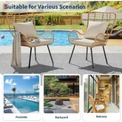 Jojoka Patio Dining Chairs Set Of 2, Outdoor Wicker Armchairs With Cushions, All-Weather Boho Bistro Chairs For Porch, Apartment, Lawn, Or Backyard -House Beautiful GUEST 16976f96 a7f6 4c36 8352 824c69cbbede