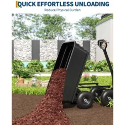 Poly Dump Cart – 4 Cu.Ft. Heavy Duty Garden Cart With 600 LBS Capacity, 10" No-Flat Tires & 180° Rotating Handle, Green -House Beautiful GUEST 16a134c8 fb2d 4b43 ba28 8527c59aeeb3