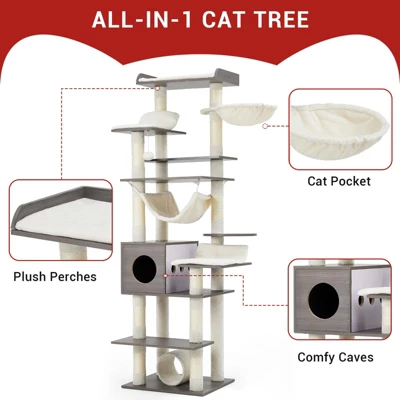 Cat Tree With Toy, Cat Tower Condo For Indoor Cats Features Scratching Post 5 Cat Tree With Toy, Cat Tower Condo For Indoor Cats Features Scratching Post - Image 3