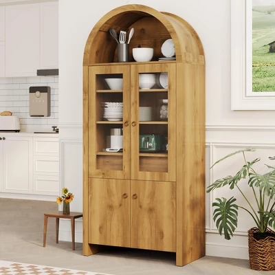 Farmhouse Arched Kitchen Pantry Cabinet, 71" Tall Wooden Cupboard Pantry Storage Cabinet 4 Farmhouse Arched Kitchen Pantry Cabinet, 71" Tall Wooden Cupboard Pantry Storage Cabinet - Image 2
