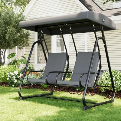 2-Person Patio Swing Chair With Adjustable Canopy & Removable Cushions 9 2-Person Patio Swing Chair With Adjustable Canopy & Removable Cushions - Image 7