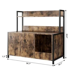 Cat Litter Box Enclosure Furniture, Hidden Litter Box Cabinet With Scratching Pad, Farmhouse Indoor Cat House