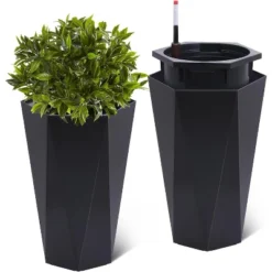 Tall Planters Set Of 2, Self Watering Plant Pots With Water Level Monitor, Outdoor Planters With Wheels, Indoor Flower Pots -House Beautiful GUEST 175c38ee 1df3 4eff aef5 552ab316700c