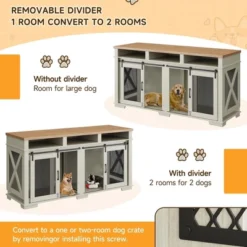 71" Dog Crate Furniture For 2 Dogs, Dog Kennel Furniture With Removable Divider And 3 Storage Compartments 12 71" Dog Crate Furniture For 2 Dogs, Dog Kennel Furniture With Removable Divider And 3 Storage Compartments -House Beautiful GUEST 17a848bc 7ab1 4c3e b118 077d9aad3135
