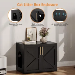 Cat Litter Box Enclosure, Hidden Cat Litter Box Furniture With With 2 Doors And Pads, Wooden Kitty Litter Box Cabinet Furniture -House Beautiful GUEST 17f7d235 d647 40ea b7a6 70fbb656f8dc