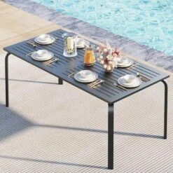 71" Outdoor Aluminum Patio Dining Table W/Umbrella Hole, Aluminum Patio Table 14 71" Outdoor Aluminum Patio Dining Table W/Umbrella Hole, Aluminum Patio Table -House Beautiful GUEST 181e375f f5d9 48c3 955e b5fd632ebe4f