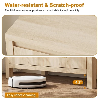 Rattan Cabinet Sideboard Buffet Kitchen Storage Cabinet Cupboard Console Table Wood Coffee Bar Cabinet With Doors And Shelves Liquor Accent Cabinet 6 Rattan Cabinet Sideboard Buffet Kitchen Storage Cabinet Cupboard Console Table Wood Coffee Bar Cabinet With Doors And Shelves Liquor Accent Cabinet - Image 4