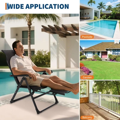 Adjustable Reclining Lounge Chair With Footrest, Folding Patio Chair For Poolside, Garden, Backyard, Outdoor Relax 6 Adjustable Reclining Lounge Chair With Footrest, Folding Patio Chair For Poolside, Garden, Backyard, Outdoor Relax - Image 4