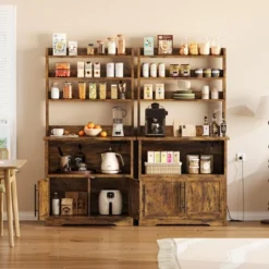 Microwave Stand Bakers Rack Cabinet, Farmhouse Bakers Rack With Power Outlet With Thickened Counter -House Beautiful GUEST 1929df8e 8ae5 40e3 b4cb b248f16407f3