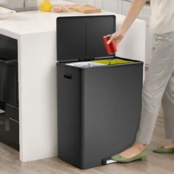 60 Liter 16 Gallon Step On Dual Compartment Trash Can, Soft Close Lid Stainless Steel, Hands Free, White For Kitchen & Home 15 60 Liter 16 Gallon Step On Dual Compartment Trash Can, Soft Close Lid Stainless Steel, Hands Free, White For Kitchen & Home -House Beautiful GUEST 192d3131 5f4f 4a6d 876e eadd742e3891