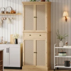 72" Tall Freestanding Pantry Cabinet, Farmhouse Wooden Storage Cupboard With 4 Doors (Barn Doors), 17 72" Tall Freestanding Pantry Cabinet, Farmhouse Wooden Storage Cupboard With 4 Doors (Barn Doors), -House Beautiful GUEST 19538c2f bdd3 44fc 9c9c 05e0c827d5d0