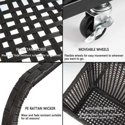 Pool Storage Bin, Rolling Poolside Float Storage With Towel Rack And Wheels, PE Rattan Mesh Organizer 6 Pool Storage Bin, Rolling Poolside Float Storage With Towel Rack And Wheels, PE Rattan Mesh Organizer - Image 4