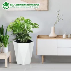 Tall Planters Set Of 2, Self Watering Plant Pots With Water Level Monitor, Outdoor Planters With Wheels, Indoor Flower Pots -House Beautiful GUEST 1a1e92bd 7977 41e3 a782 375572c5e32d