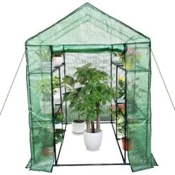 Walk-in Greenhouse With Roll-Up Zipper Door,57 X 57 X 76'' Portable Indoor And Outdoor Green House,3-Tier 6 Shelves Greenhouse -House Beautiful GUEST 1a2782db 242f 4372 83f6 d2e6d9a827a4