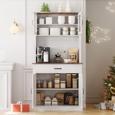 Jojoka Kitchen Pantry Cabinet,71"Freestanding Buffet With Shelves And Glass Doors For Dining Room 4 Jojoka Kitchen Pantry Cabinet,71"Freestanding Buffet With Shelves And Glass Doors For Dining Room - Image 2