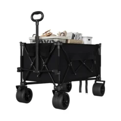 Collapsible Wagon Cart With Wheels, Foldable Utility Heavy Duty Wagon For Camping, All Terrain Beach Cart With Cup Holders -House Beautiful GUEST 1b118d3e bf52 4b79 a707 fca9cc36306c
