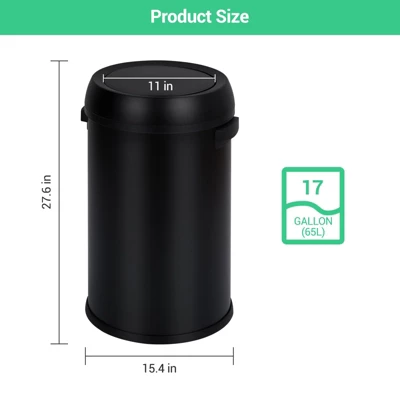 17 Gallon Trash Can, Stainless Steel Kitchen Waste Bin, 65L High-Capacity Hands Free Garbage Can Heavy Duty Brushed 3 17 Gallon Trash Can, Stainless Steel Kitchen Waste Bin, 65L High-Capacity Hands Free Garbage Can Heavy Duty Brushed