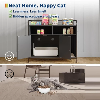 Cat Litter Box Enclosure, Wooden Cat Washroom Furniture With Barn Door, Hidden Litter Box Cover, Dog Proof Feline Litter Boxes, Kitty House 5 Cat Litter Box Enclosure, Wooden Cat Washroom Furniture With Barn Door, Hidden Litter Box Cover, Dog Proof Feline Litter Boxes, Kitty House - Image 3