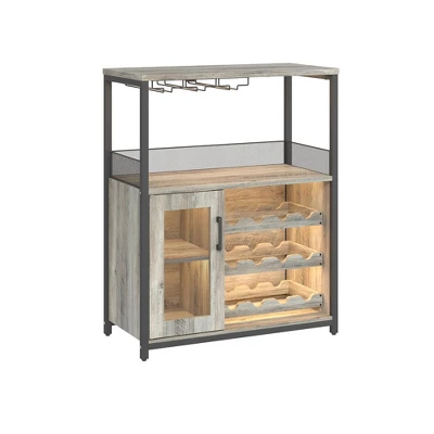 3-Tier Industrial Wine Bar Cabinet With Detachable Wine Rack, Drawer, Glass Holder & Mesh Doors Durable Sideboard And Buffet Storage, Brown 13 3-Tier Industrial Wine Bar Cabinet With Detachable Wine Rack, Drawer, Glass Holder & Mesh Doors Durable Sideboard And Buffet Storage, Brown - Image 11