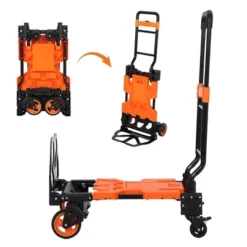 Folding Hand Truck, 2-in-1 Convertible Dolly Cart With Storage Basket, 330LB Capacity, 4 Wheels, Retractable Handle For Moving, Green -House Beautiful GUEST 1c9395cb 9581 4777 976f b7737525aa2f