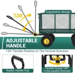 Heavy Duty Steel Garden Cart,550 LBS Capacity 3-in-1 Pullable Metal Wagon With 10" Pneumatic Wheels,180°Rotating Handle & Removable Sides, Green -House Beautiful GUEST 1d36165b 7866 431a 94ab 468c3dfb821e