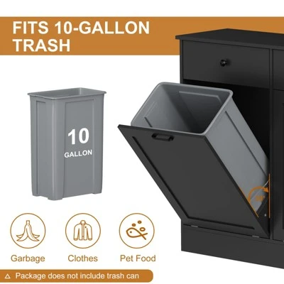 Double Tilt Out Trash Can Cabinet With Deodorising Function, 20 Gallons Freestanding Dog-Proof Garbage Can Cabinet With Hidden Drawers 7 Double Tilt Out Trash Can Cabinet With Deodorising Function, 20 Gallons Freestanding Dog-Proof Garbage Can Cabinet With Hidden Drawers - Image 5