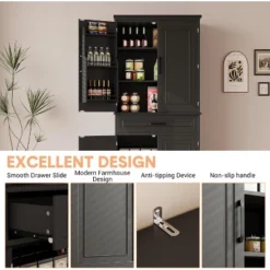 Jojoka Tall Cabinet With Drawer,6 Doors And Adjustable Shelves,Kitchen Pantry Storage Cabinet For Dining Room -House Beautiful GUEST 1d54cfec 5388 426a 8502 e6c1ff2018e7