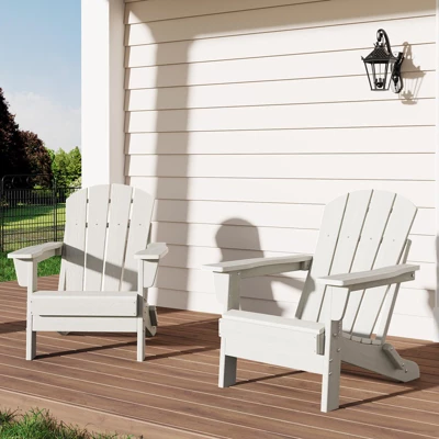 Folding Adirondack Chairs Set Of 2, HDPE Plastic Outdoor Chairs With Wood Texture - 380Lbs & Weather Resistant 13 Folding Adirondack Chairs Set Of 2, HDPE Plastic Outdoor Chairs With Wood Texture - 380Lbs & Weather Resistant - Image 11