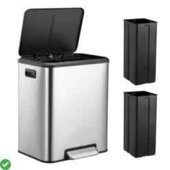 8 Gallon/30 L Dual Trash And Recycling Bin Pedal Stainless Steel Trash Can W/ Soft-Close Lid -House Beautiful GUEST 1d7089ec e221 4734 9d84 20c3667c58d2
