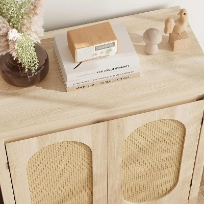 Rattan Cabinet Sideboard Buffet Kitchen Storage Cabinet Cupboard Console Table Wood Coffee Bar Cabinet With Doors And Shelves Liquor Accent Cabinet 11 Rattan Cabinet Sideboard Buffet Kitchen Storage Cabinet Cupboard Console Table Wood Coffee Bar Cabinet With Doors And Shelves Liquor Accent Cabinet - Image 9