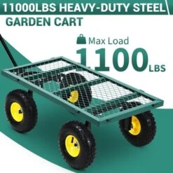 Heavy Duty Steel Garden Cart,550 LBS Capacity 3-in-1 Pullable Metal Wagon With 10" Pneumatic Wheels,180°Rotating Handle & Removable Sides, Green -House Beautiful GUEST 1d9439dd 6cfd 47b9 b622 21ca8ef7dcb8