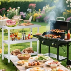 Stainless Steel Work Table, 3-Tier Commercial Utility Prep Table For Restaurant, Garage, Laundry, Indoor Outdoor, Silver 17 Stainless Steel Work Table, 3-Tier Commercial Utility Prep Table For Restaurant, Garage, Laundry, Indoor Outdoor, Silver -House Beautiful GUEST 1dab5908 4029 4e3b 87a3 e840f445d703