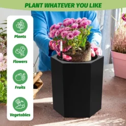 16" Tall Hexagonal Self-Watering Planters Set Of 2 With Water Level Monitor, Bottom Wheels & Drainage Hole – Indoor & Outdoor Plant Pots, Black 17 16" Tall Hexagonal Self-Watering Planters Set Of 2 With Water Level Monitor, Bottom Wheels & Drainage Hole – Indoor & Outdoor Plant Pots, Black -House Beautiful GUEST 1dbc259e 9e3e 40ae 8dca 657e97b23276